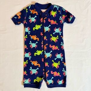 Hanna Andersson Shortie Sleeper Boys 6-12M Axolotls 2-Way Zip One-Piece Organic